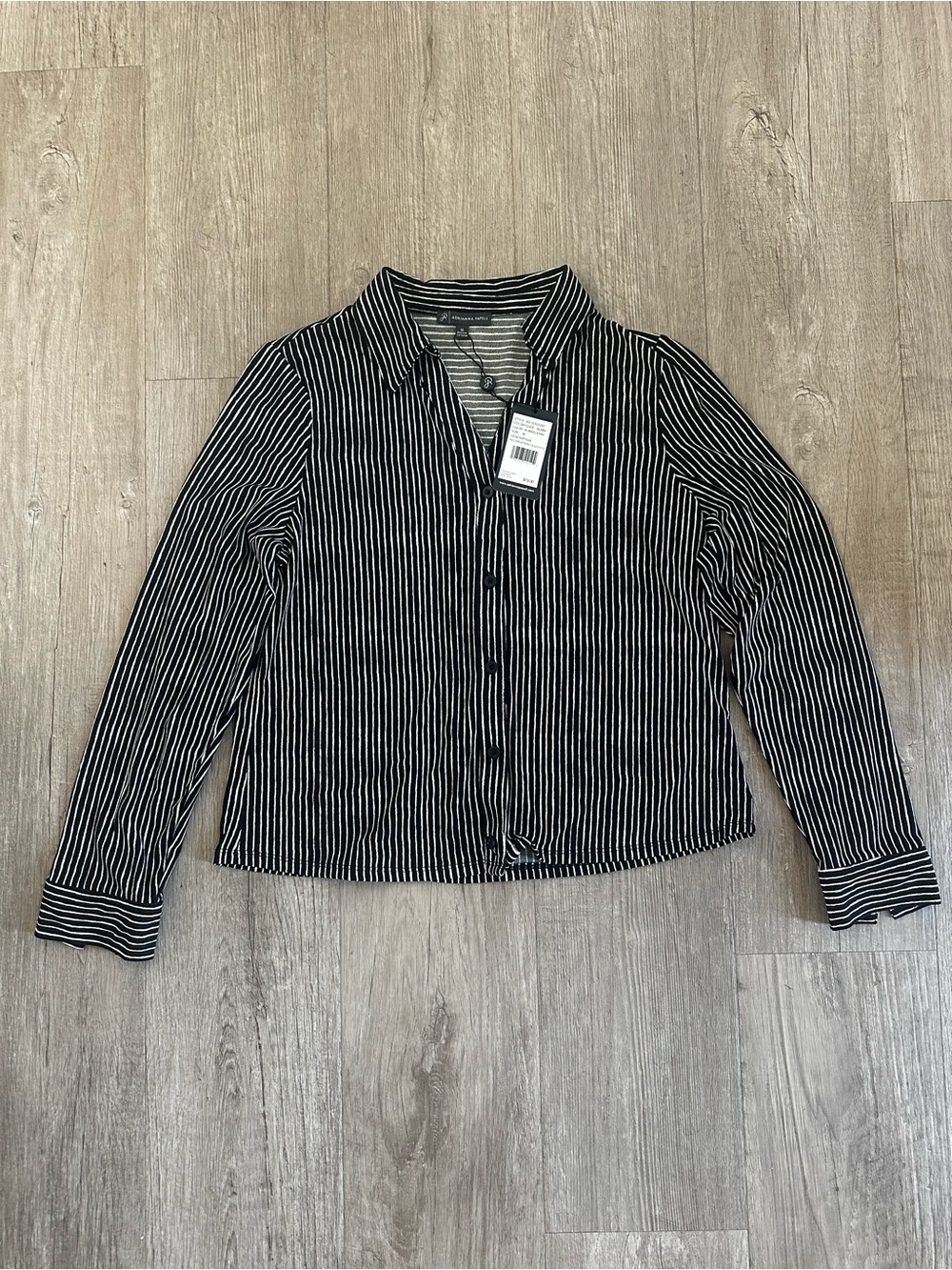 Adrianna Papell Black and White Striped Button Down (NWT)